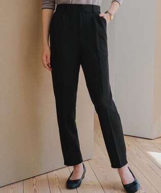 【洗える】スエードポンチテーパードパンツ