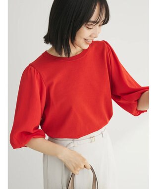 Green Parks 袖楊柳ドッキングニットプルオーバー Red