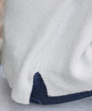 Tiaclasse L 【洗える】Vネック起毛ニットトップス グレー