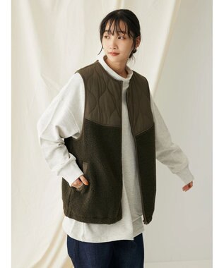 CRAFT STANDARD BOUTIQUE キルティングボア切替ベスト Khaki