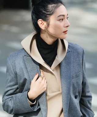 23区 L 【洗える】チュールフライス シアーハイネック カットソー ブラック系