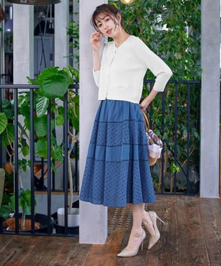 Tiaclasse 【洗える】フェイクリボンポケット付きカーディガン オフホワイト