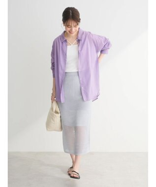 Green Parks インド綿 ボイルゆったりシャツ Purple