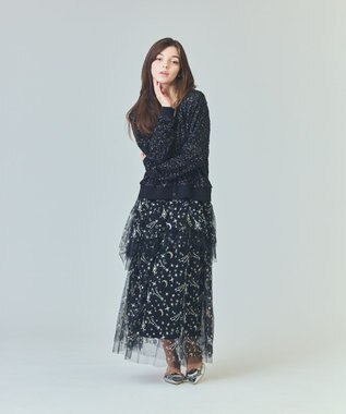 GRACE CONTINENTAL スペースembチュールスカート ブラック