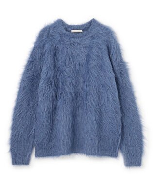 UNFILO MENS 【男女兼用】シャギー クルーネックニット ブルー