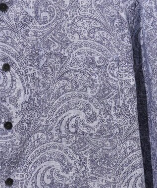 JOSEPH ABBOUD 【キングサイズ・麻100％・軽い・涼しい】 モイスチャーリネンペイズリー シャツ ネイビー系6