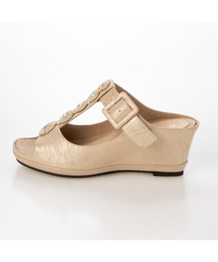 MODE ET JACOMO <D'ICI>ビジューモチーフTストラップサンダル ベージュメタリック