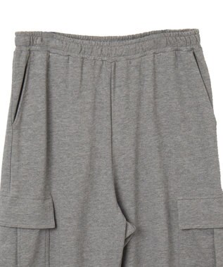 WEGO 【ウエストゴム/MLサイズ展開】ワイドカーゴスウェットパンツ 杢グレー