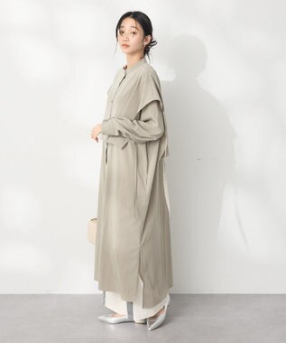 CRAFT STANDARD BOUTIQUE レイヤード風シャツワンピース Gray Beige