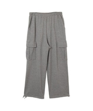 WEGO 【ウエストゴム/MLサイズ展開】ワイドカーゴスウェットパンツ 杢グレー