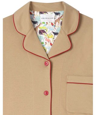 une nana cool 【綿100%】60/1 シルケットスムース 長袖開襟 MADE WITH LIBERTY FABRIC サンドベージュ