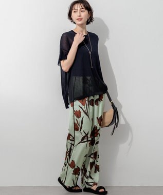 23区 VIOLAd'ORO ラフィアシート レザーコンビ ワンハンドルバッグ ベージュ系