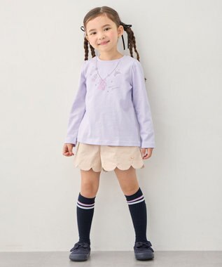 ANY KIDS 【WEB限定】7days プリント 長袖Tシャツ ラベンダー×ネックレス