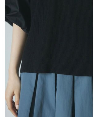 Green Parks armonia．袖布帛ニットプルオーバー Black