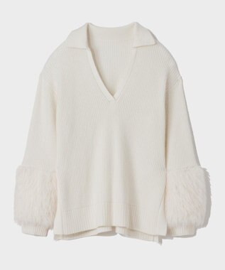 GRACE CONTINENTAL フェザースリーブニットトップ ホワイト