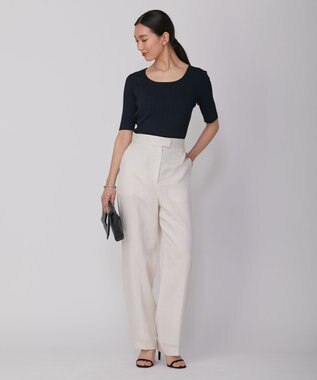 ICB L 【新色追加・洗える】シンセティックハイゲージ 5分袖リブニット ネイビー系