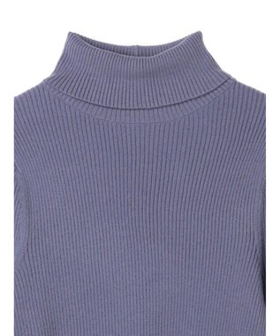 earth music&ecology やわらかタッチリブタートルネックプルオーバー Blue
