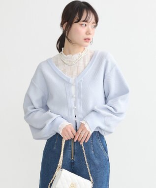 earth music&ecology パールボタンショートニットカーディガン