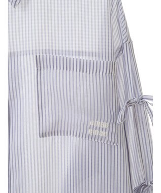 earth music&ecology 袖スリットリボンロングシャツ Navy