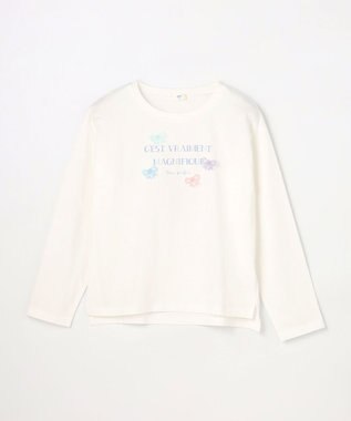 ANY KIDS 【綿100%】ロゴプリント 長袖Tシャツ オフホワイト