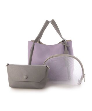 UNBILLION カシュカシュ cachecache / ミニショルダー付きソフトレザー調ミニトートバッグ ラベンダーミックス