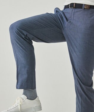 GOTAIRIKU 仕事で着られる 冷んやり綿パン【接触冷感/ストレッチ】ストレッチサマーポプリン ネイビー系