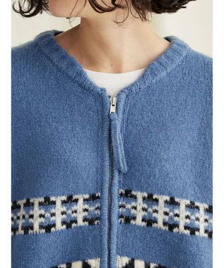 CRAFT STANDARD BOUTIQUE オルテガ柄ニットＺＩＰブルゾン Sax