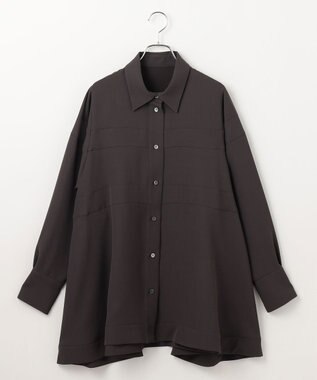 #Newans 【洗濯機可能】Aラインパネルチュニックシャツ チャコール