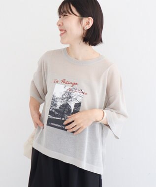 Green Parks アソートロゴ半袖シアーニットプルオーバー Gray