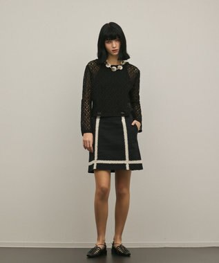 GRACE CONTINENTAL ラインembミニスカート ブラック