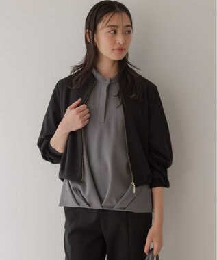 組曲 【WEB限定】ジョーゼットジャージー ブルゾン ブラック系