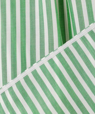 ICB 【洗える】キュプラローンストライプ シャツ グリーンストライプ系