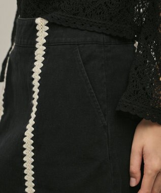 GRACE CONTINENTAL ラインembミニスカート ブラック