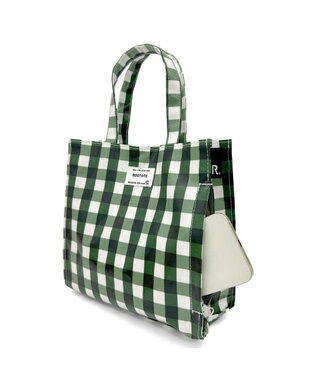 ROOTOTE 1029【ラミネート加工 正方形型 】SN.スクエア.ラミネート-Q 01：チェック・グリーン