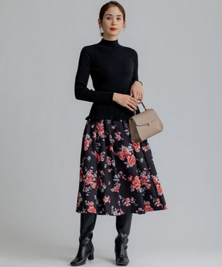 組曲 リブハイネック  ニット ブラック系