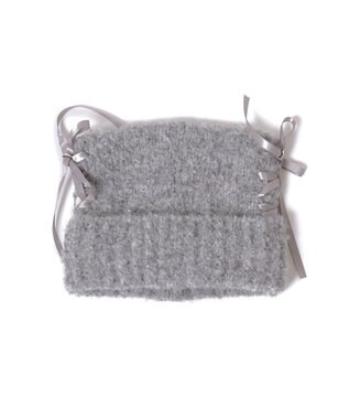 WEGO レースアップネコミミニットキャップ ライトグレー