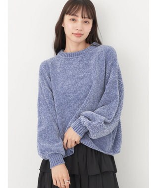 earth music&ecology シャイニーベロアモールプルオーバー Blue