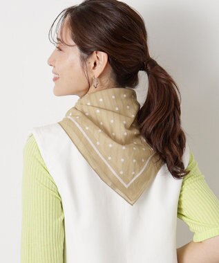 MOONBAT 【洗える/日本製】MACKINTOSH PHILOSOPHY チェックロゴ コットンスカーフ 65cm×65cm ベージュ