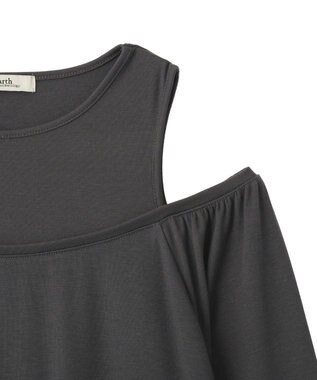 earth music&ecology マルチウェイショルダースリットトップス Charcoal Gray