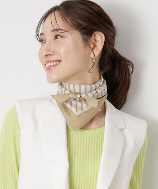 MOONBAT 【洗える/日本製】MACKINTOSH PHILOSOPHY チェックロゴ コットンスカーフ 65cm×65cm ベージュ