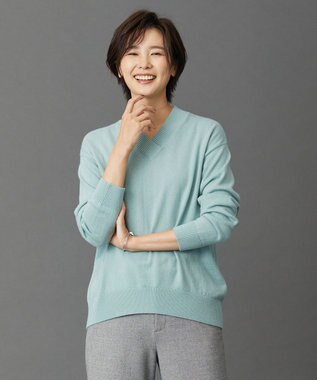 J.PRESS LADIES L 【洗える・WEB限定カラーあり】CASHMERE BLEND Vネック ニット ライトグリーン系