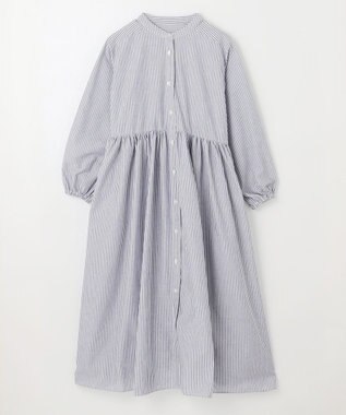 ANY 【手洗い可能】【ペチコート付】ギャザーシャツワンピース ブルーストライプ