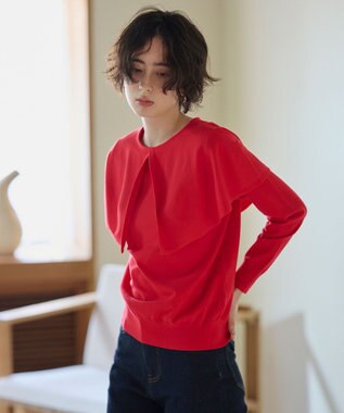 #Newans 【洗える】ケープカラープルオーバー レッド