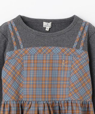 組曲 KIDS 【110-140㎝】ビスチェック トップス ブルー×オレンジ系