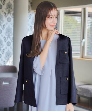 Tiaclasse 【洗える】ワッフルピケジャケット ネイビー