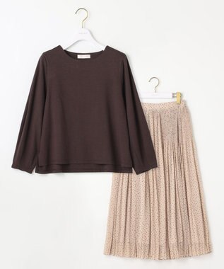 ANY SIS 【2SET】トップス×プリーツスカート セット モカピンク