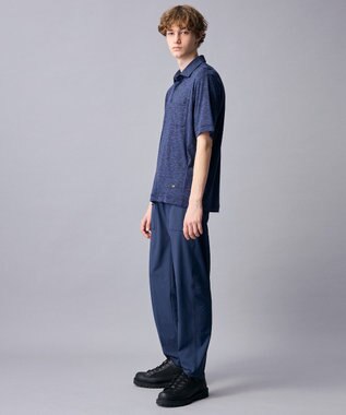 JOSEPH ABBOUD MOUNTAIN 【ゆったりシルエット】ランダムスラブリップ アウトドアポロシャツ ネイビー系