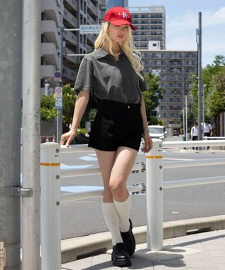 WEGO 【ユニセックス着用ITEM】ブリーチカノコハーフZIPポロ（SS） ブラック