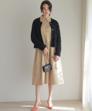 組曲 チュールヤーンファンシーニット ジャケット ブラック系