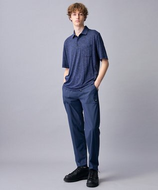 JOSEPH ABBOUD MOUNTAIN 【ゆったりシルエット】ランダムスラブリップ アウトドアポロシャツ ネイビー系